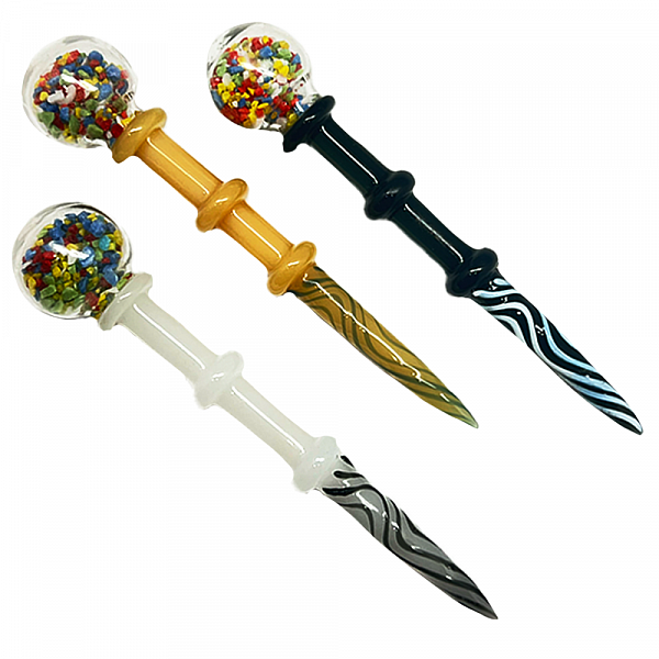Glass Dab Tools Decorated with Crushed Glass Beads