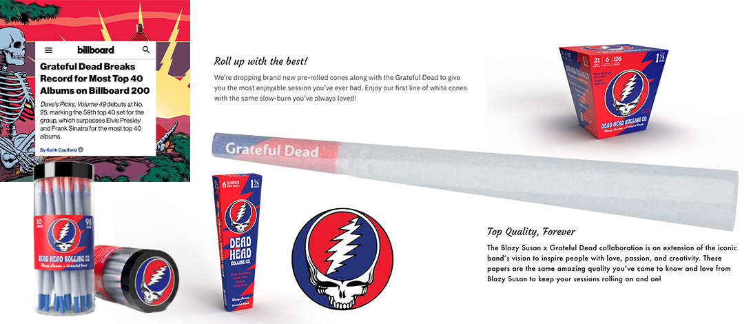 Grateful Dead - 1¼ Size Pre-Rolled Cones | 6 Count Display Bulk Bundle