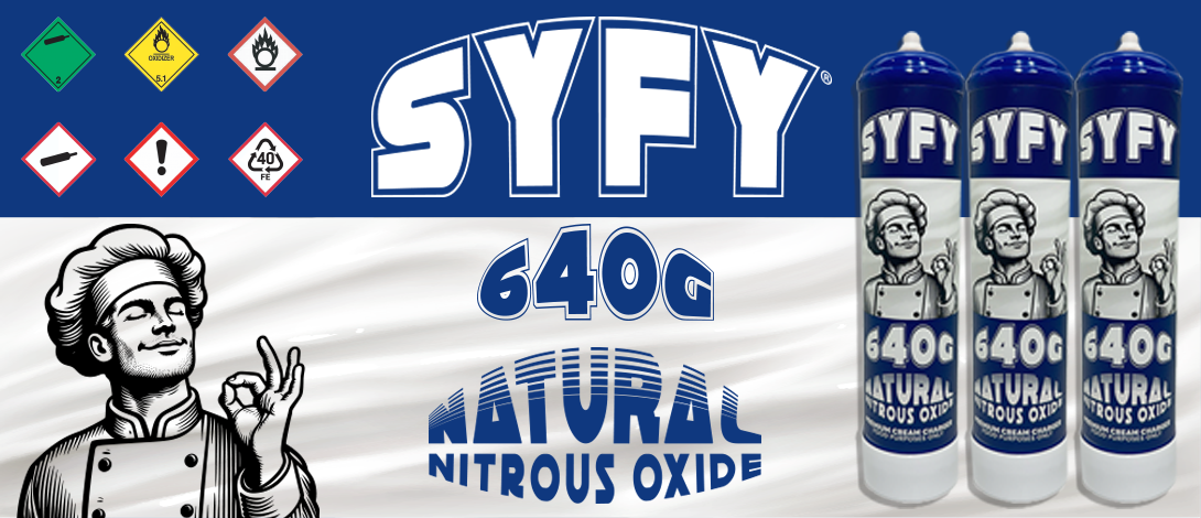 Syfy Premium - 640 Grams Nitrous Oxide Whip Cream Chargers 6 Pack Bundle