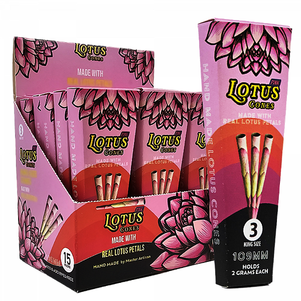 Pink Lotus Cones - 3 Per Pack - 15 Pack Display