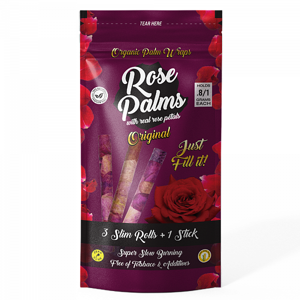 Rose Palm Slim Rolls - 3 Per Pack - 20 Packs Display