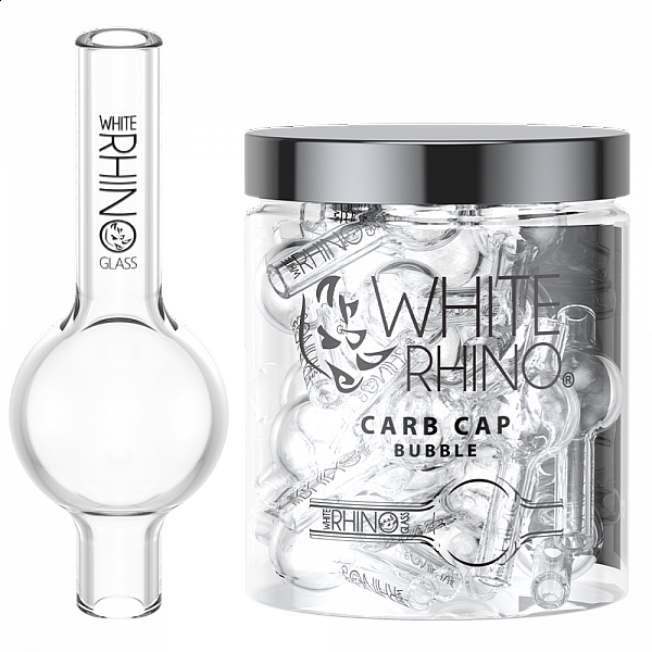 Bubble Glass Carb Caps - White Rhino - 30 Count - Clear