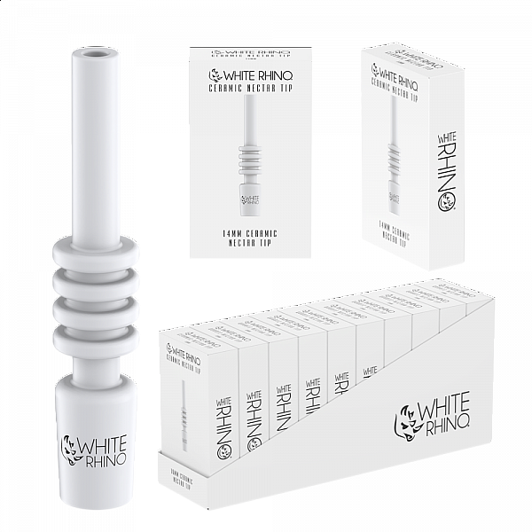 14mm Ceramic Nectar Collector Tips - 10 Count - White Rhino