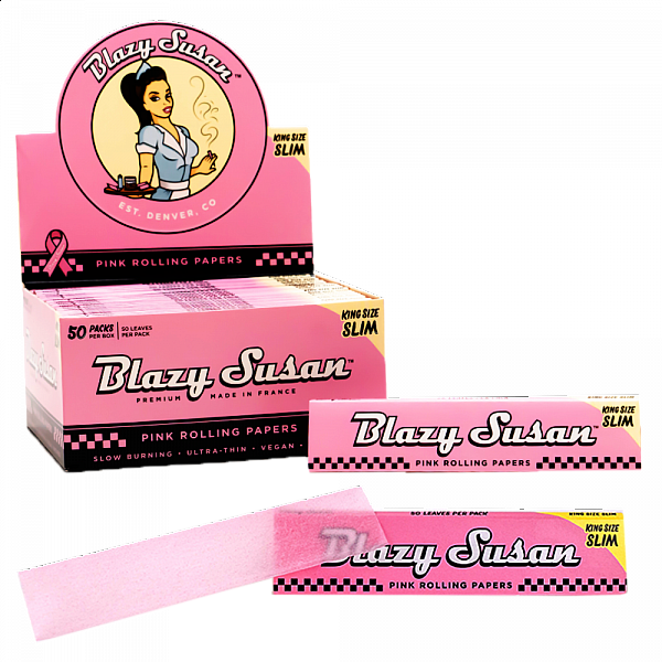 Blazy Susan - King Size Slim - Pink Rolling Papers