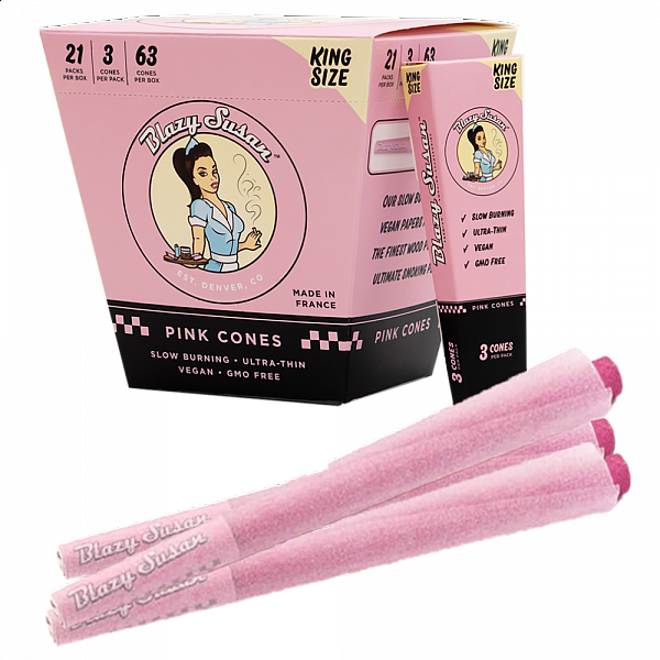 Blazy Susan - Pink King Pre Rolled Cones - 3 Count