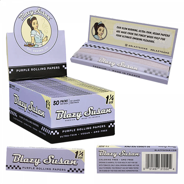 Blazy Susan - Purple 1¼ Rolling Papers - 50 Leaves Pack