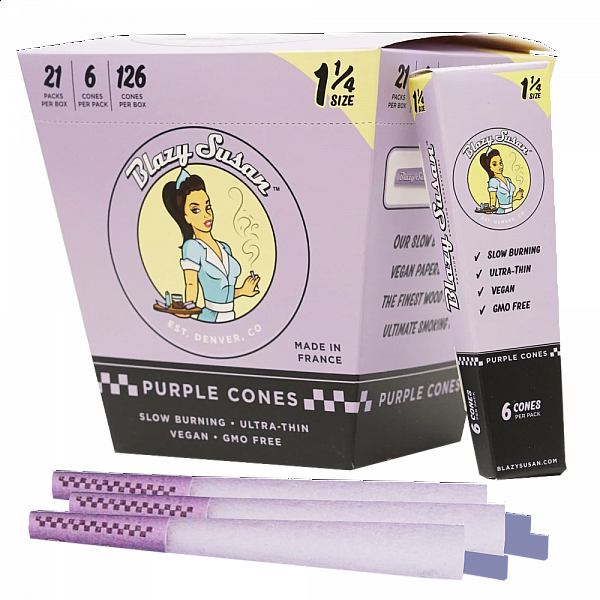 Blazy Susan - Purple 1¼ Pre Rolled Cones - 6 Count