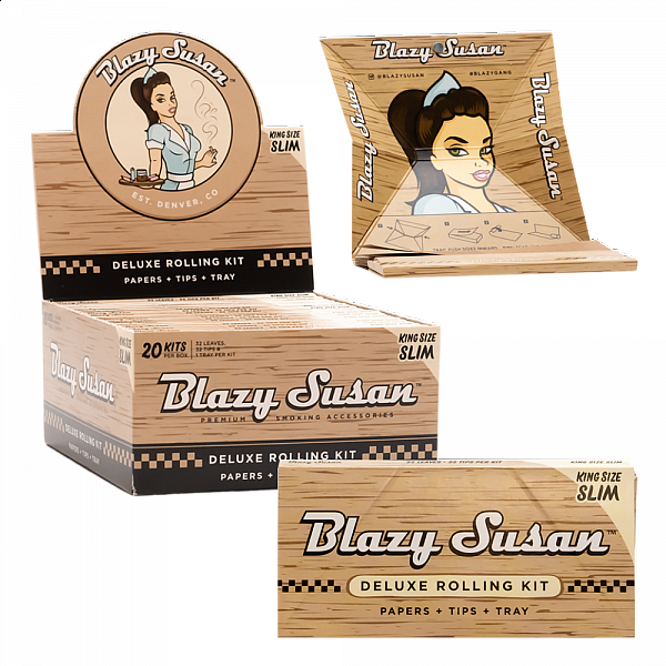 Blazy Susan - King Size Slim Deluxe Rolling Kits - Unbleached Rolling Papers