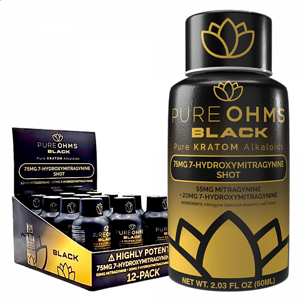 Pure Ohms Black Shot - 20mg Extract Shot - 12 Shots Display