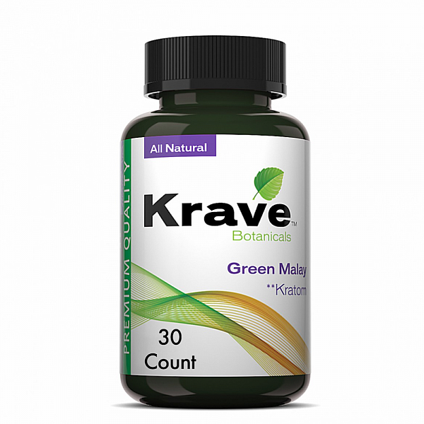 Krave Kratom - Green Malay Capsules - 30 Count