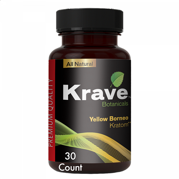 Krave Kratom - Yellow Borneo Capsules - 30 Count