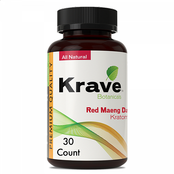 Krave Kratom - Red Hulu Capsules - 30 Count