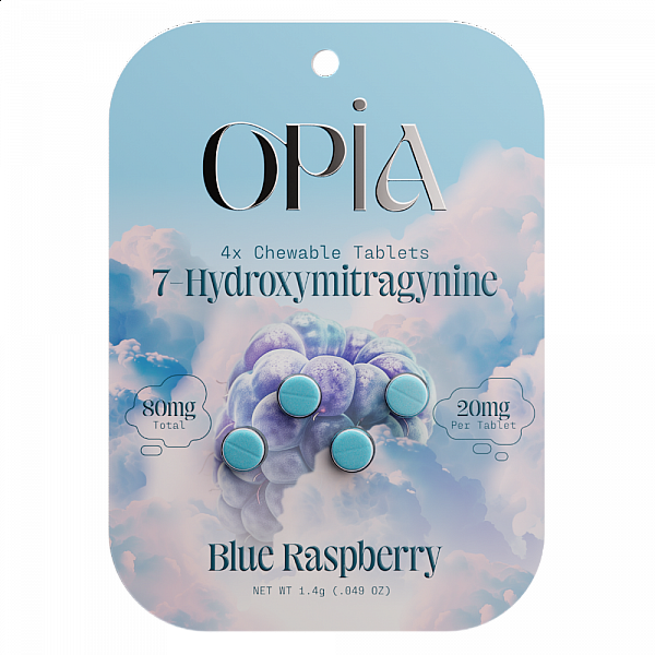 Opia Kratom - Blue Raspberry - 4 Tablets 80mg - 10 Pack Display