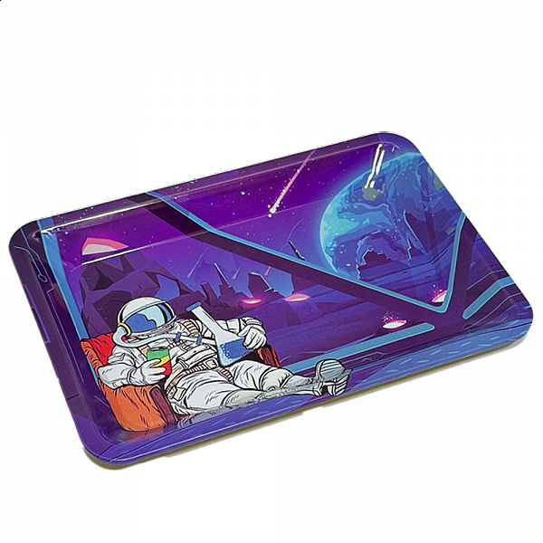 Astronaut Smoking Metal Rolling Tray